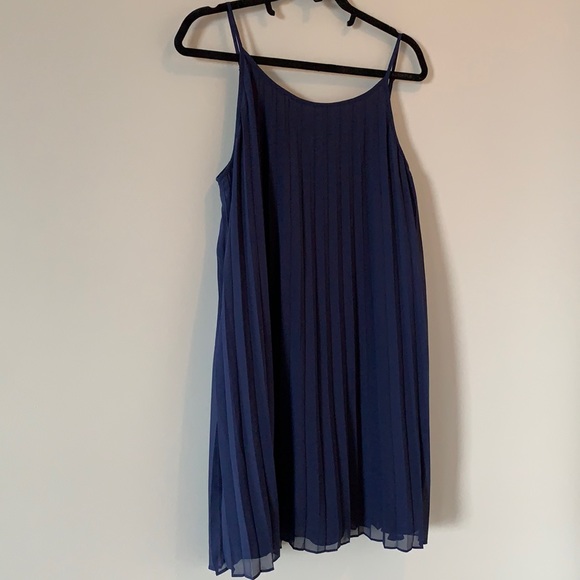 BCBGeneration Dresses & Skirts - Blue pleated loose thin strap mini dress